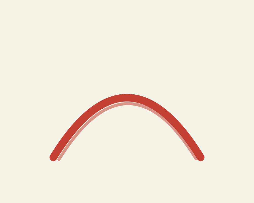 A child's red arch drawn in crayon on cream paper